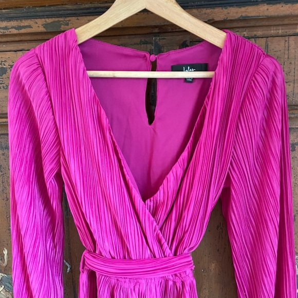 Lulu’s Plissed to Be Here Magenta Plisse Balloon Sleeve Romper - Picture 5 of 10
